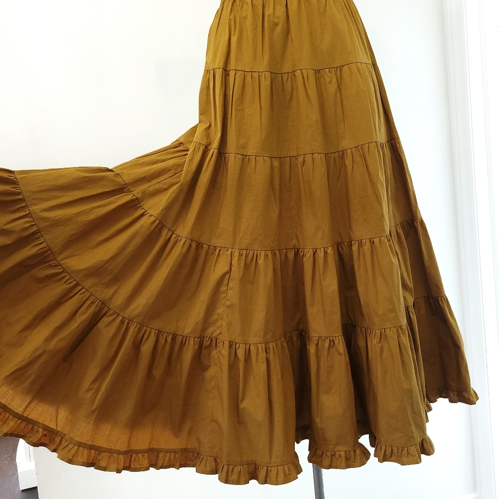 Ulla Johnson Hope Rib Knit Cotton Popplin Ruffle Tiered Maxi Dress Tapen… - Picture 9 of 16